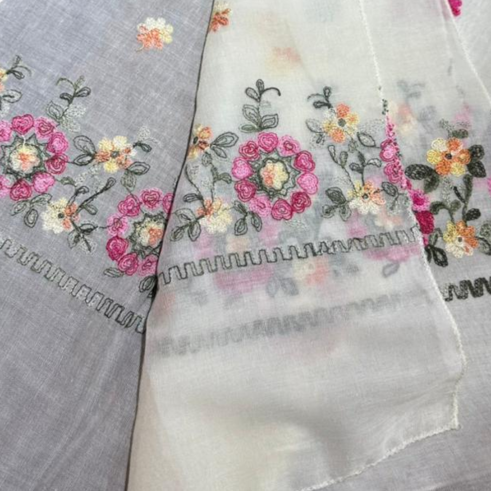 Hand Embroidered White Stole