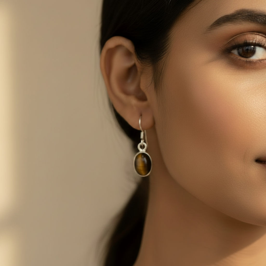 Silver Tiger's Eye Earrings