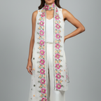 Hand Embroidered White Stole