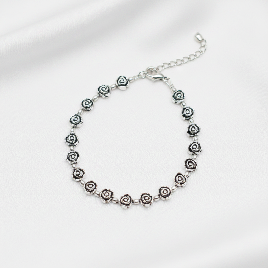 Rose Charm Metal Bracelet