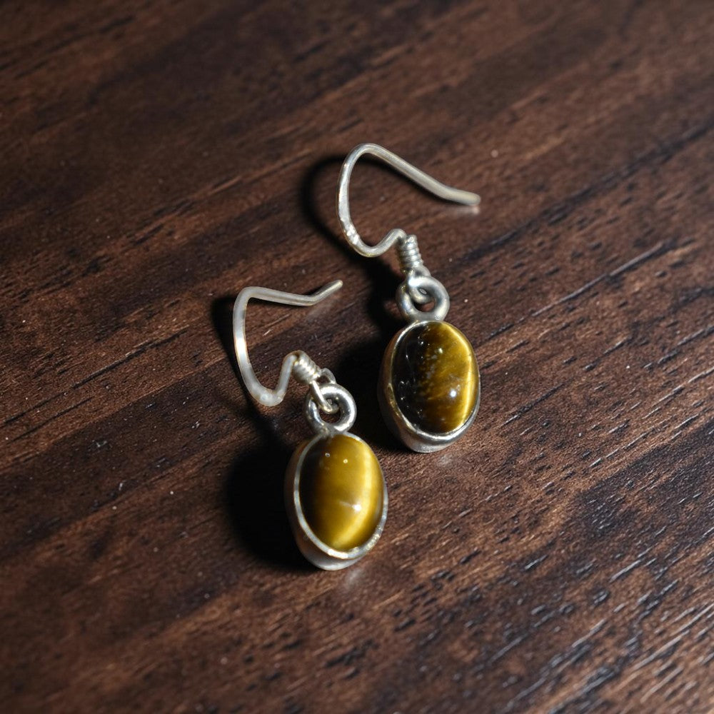 Silver Tiger's Eye Earrings