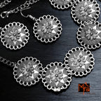 Floral Metal Choker Set : Silver