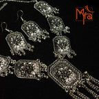 Rectangle Shaped Locket Metal Necklace with Earrings