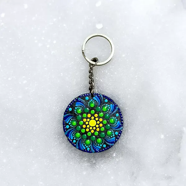 Galactic Blossom Mandala Key Ring