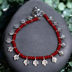 Charm & Bead Anklet : Maroon Maple