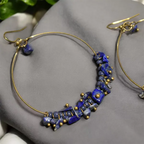 Brass Hoop Earrings : Lapis