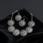 Floral Metal Choker Set : Silver