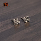 Silver 'Love' Stud Earrings