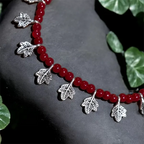 Charm & Bead Anklet : Maroon Maple