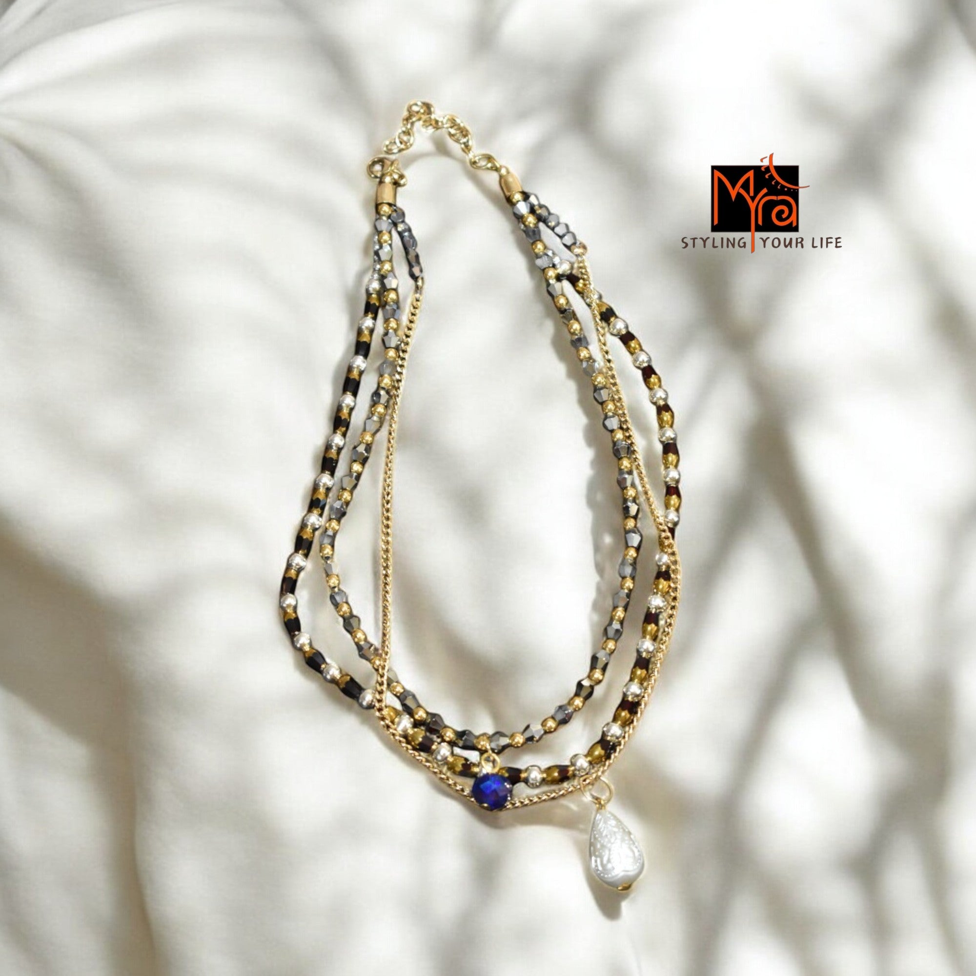 Golden Bead Chain Necklace – German Silver Layered Necklace