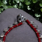 Charm & Bead Anklet : Maroon Maple