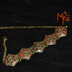 Hexagon Pattern Tibetan Stone Choker : Red