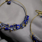 Brass Hoop Earrings : Lapis