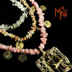 Shades of Pink Uncut Stone Necklace with Dokra Locket : Musician