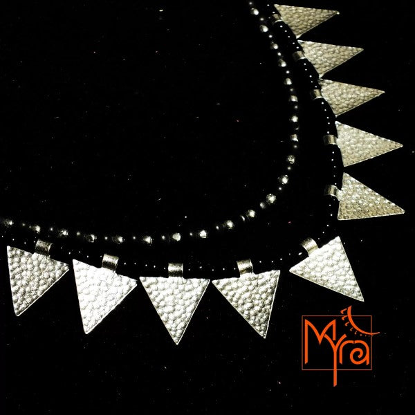 Triangle Charm Two Layer Necklace : Black