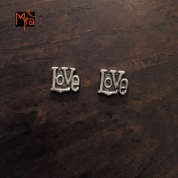 Silver 'Love' Stud Earrings