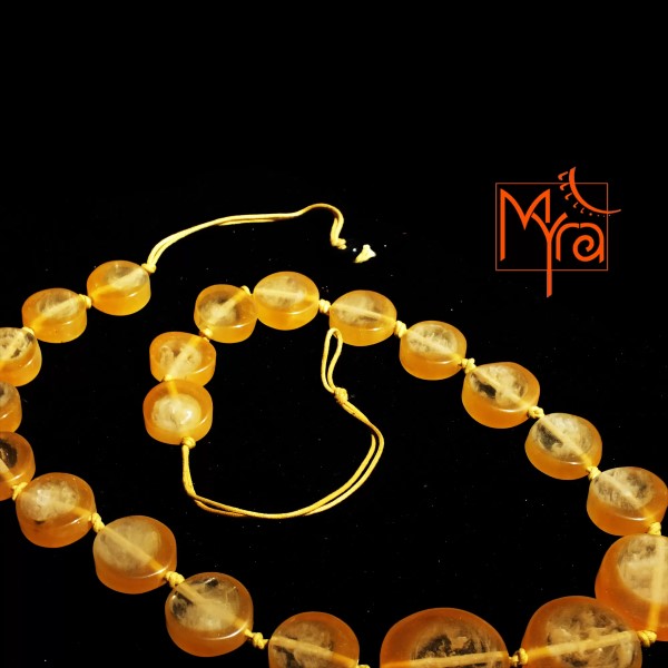 Amber Fibre Beaded Necklace