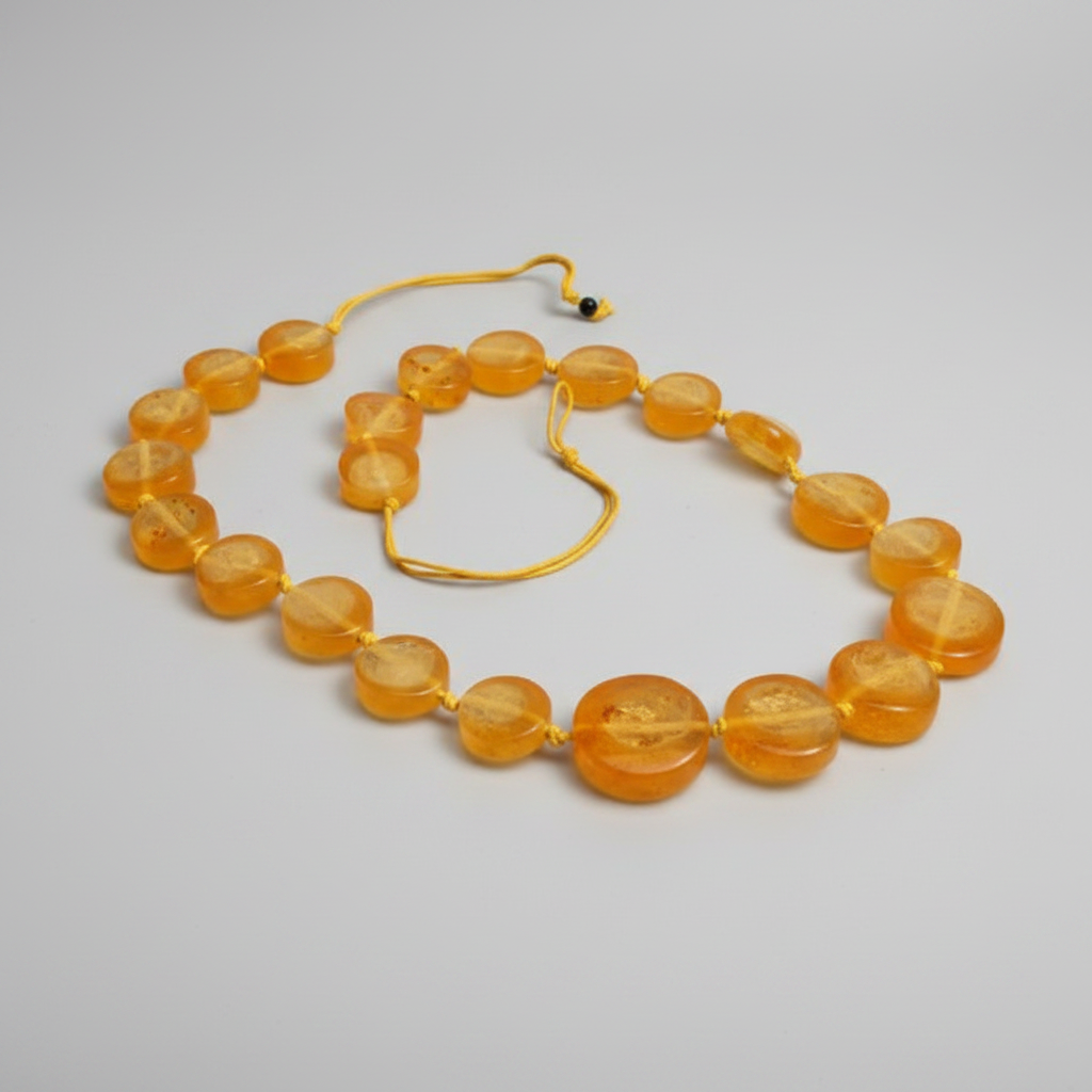 Handcrafted Amber Fibre Beaded Statement Necklace