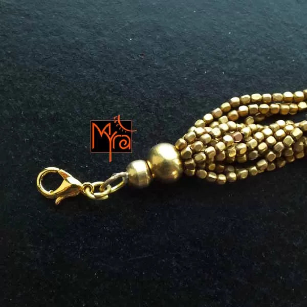 Bunch of Brass and Stone Bracelet : Red