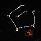 Chain Anklet with Enamelled Heart Charms