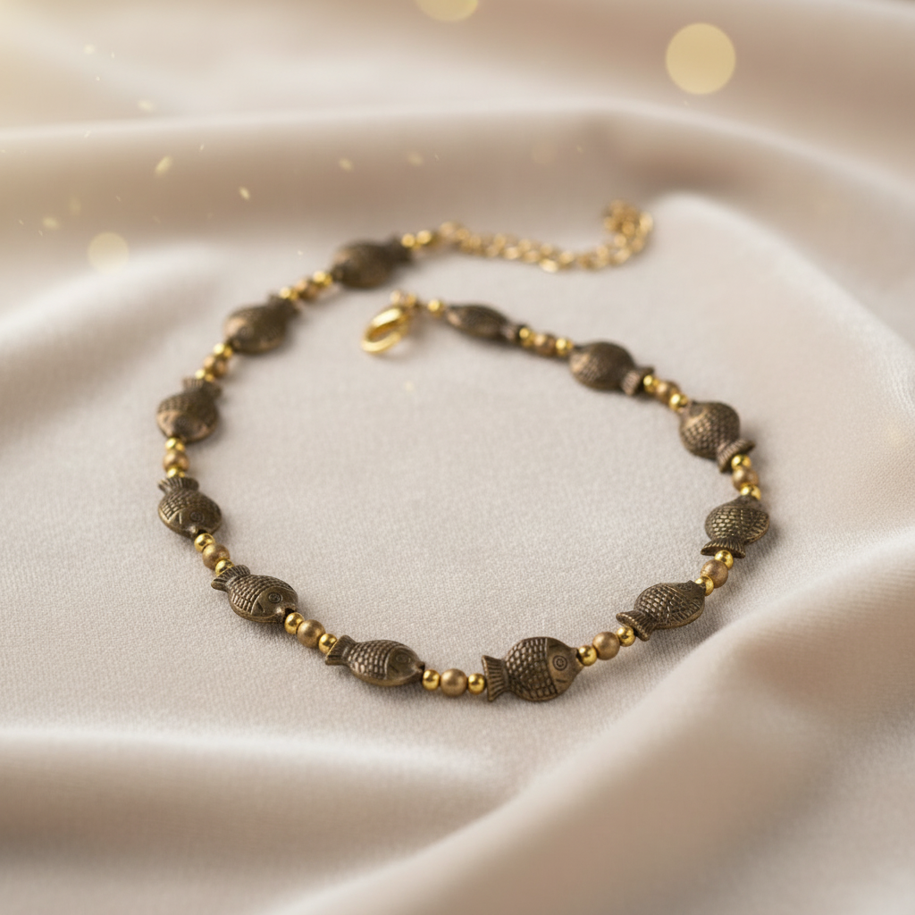Fish Charm Golden Anklet