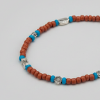 Brown & Blue Beaded Charm Anklet