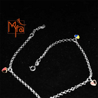 Chain Anklet with Enamelled Heart Charms