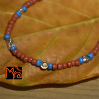 Brown & Blue Beaded Charm Anklet
