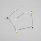92.5 Sterling Silver Heart Charm Anklet