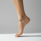 92.5 Sterling Silver Heart Charm Anklet