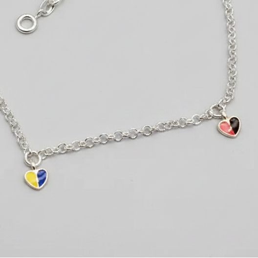 92.5 Sterling Silver Heart Charm Anklet