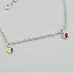 92.5 Sterling Silver Heart Charm Anklet