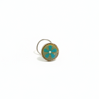 Handpainted Olive Green Grey Teal Flower Nosepin - 925 Sterling Silver Nosepin