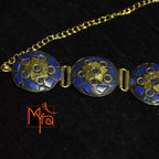 Round Pattern Tibetan Stone Choker : Blue