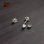 Silver Caution Stud Earrings