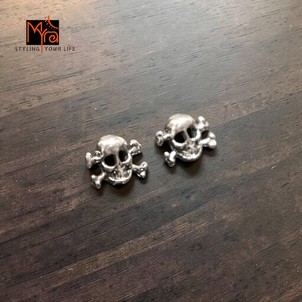 Silver Caution Stud Earrings
