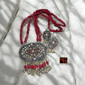 Maroon Boho Bead & Metal Necklace Set