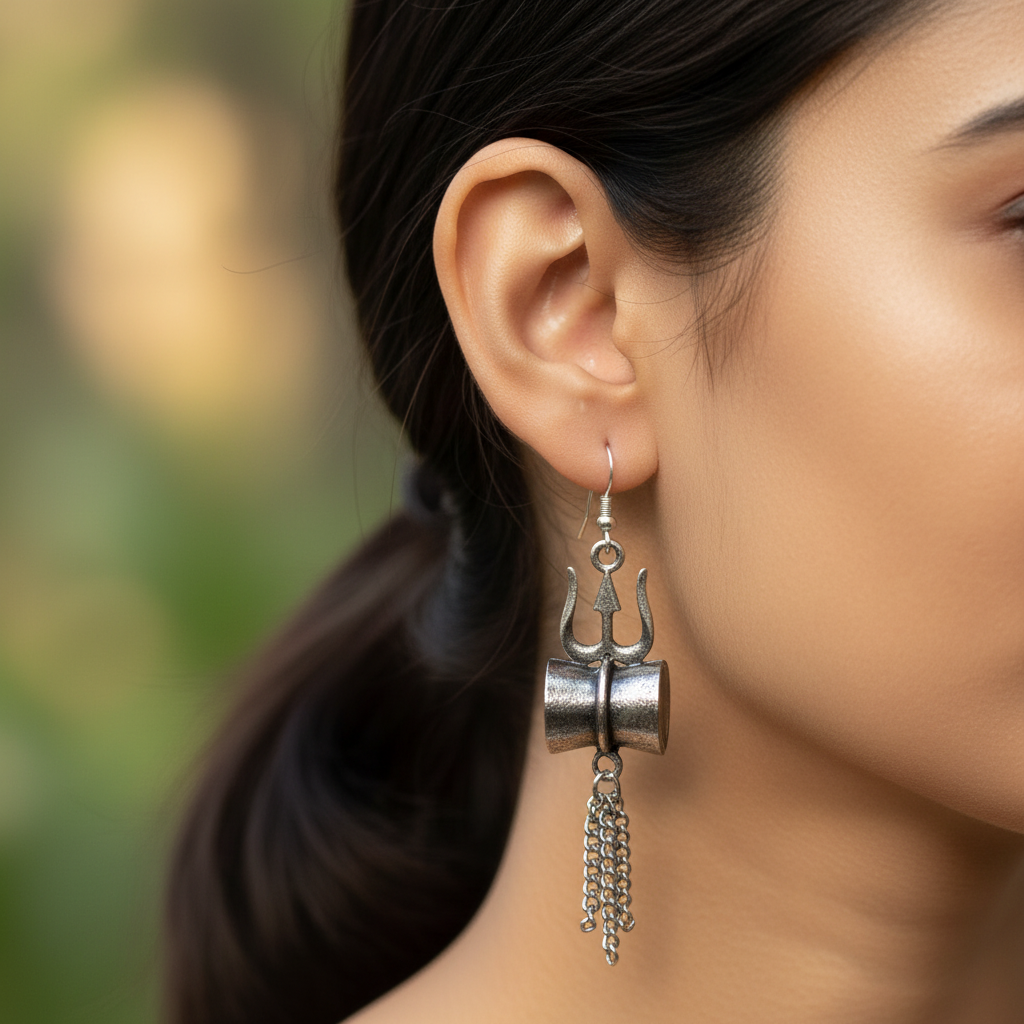 Chain Enhanced Dumroo Earrings