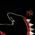 Triangle Charm Two Layer Necklace : Red