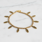 Long Feather Charm Golden Anklet