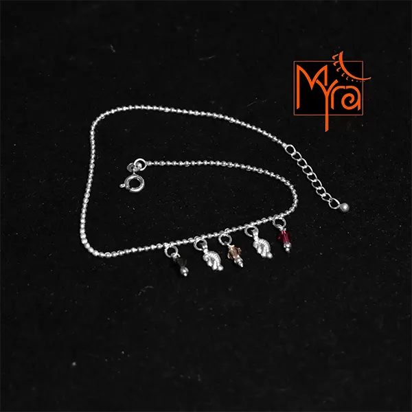 Chain Anklet with Stone Danglers
