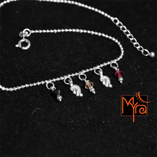 Chain Anklet with Stone Danglers