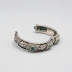 Sabuj Ghaash | Green Stone German Silver Bracelet