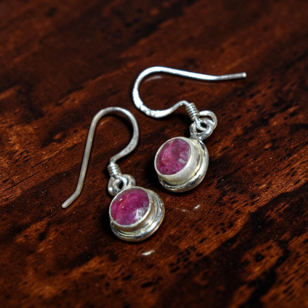 Silver Simulated Ruby Earrings