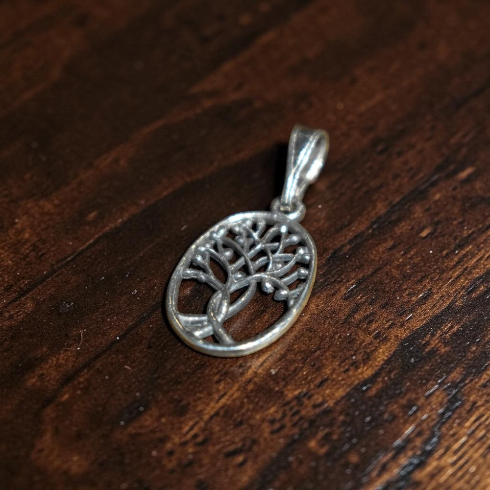 Handcrafted pure silver tree of life pendant India MYRA