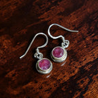 Silver Simulated Ruby Earrings