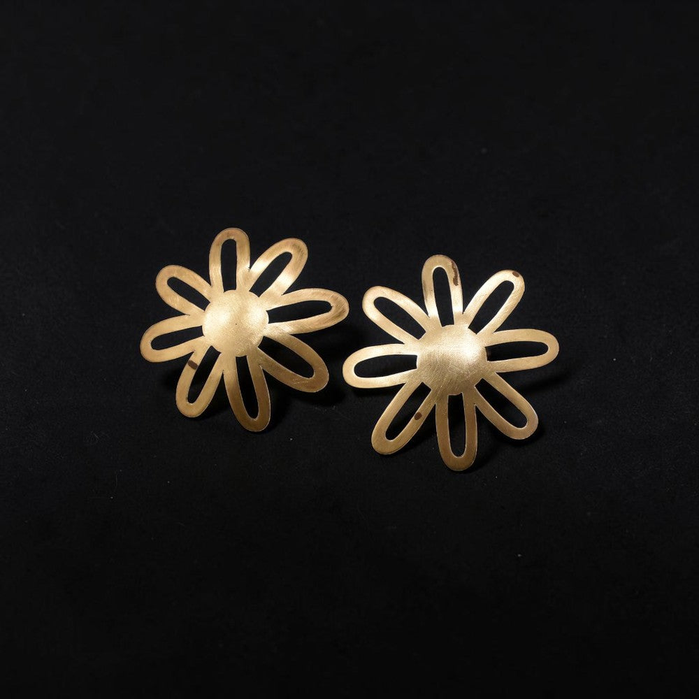 Phool - Big Flower Brass Ear Studs