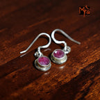 Silver Simulated Ruby Earrings