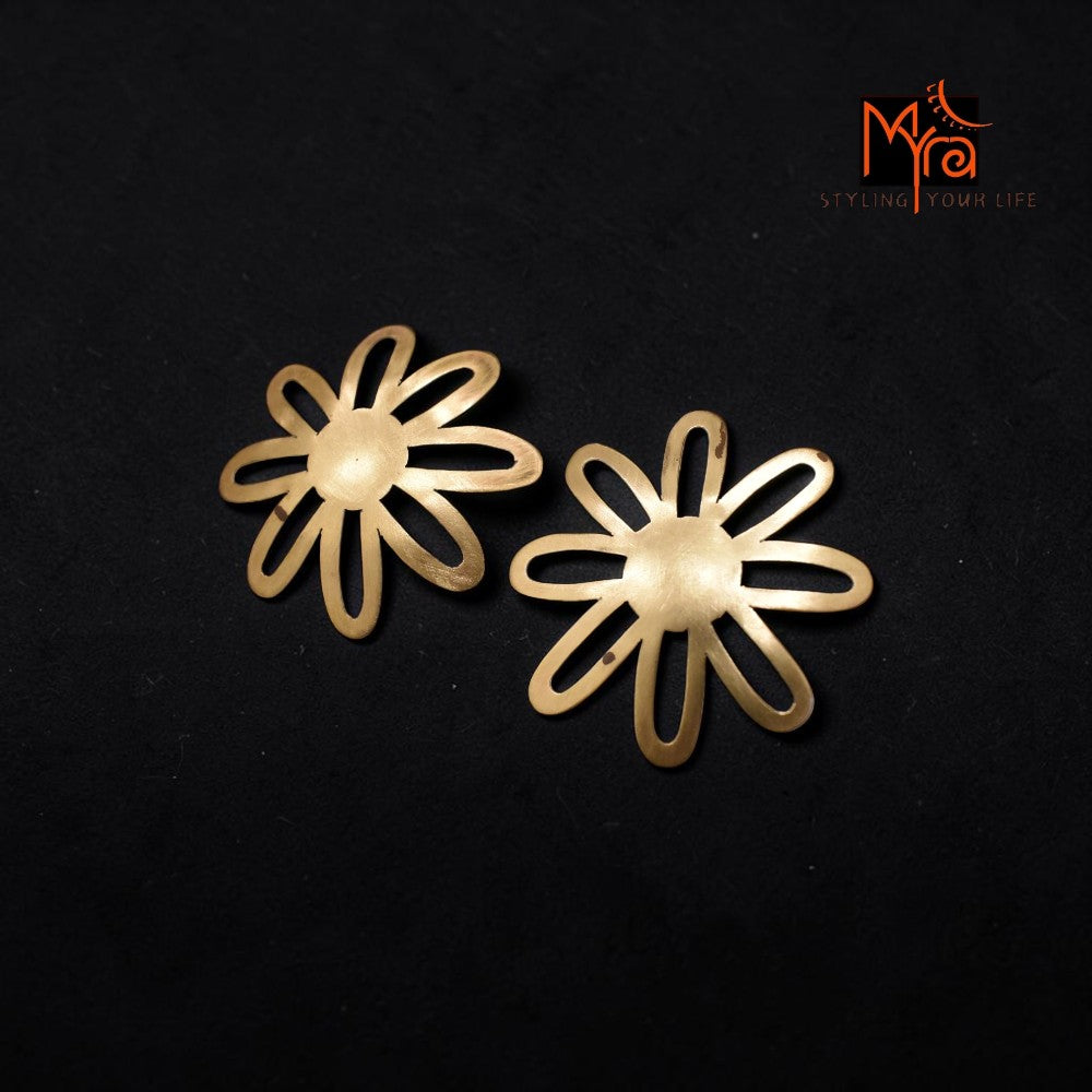 Phool - Big Flower Brass Ear Studs