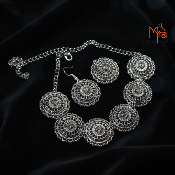 Vintage Floral Choker Set : Silver